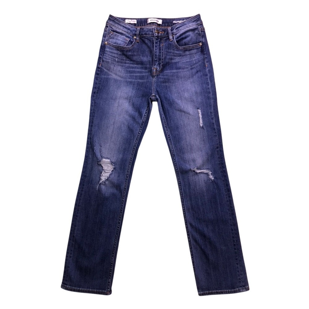 Vigoss Straight Leg Jeans Women 28 Blue Distressed Essential Denim